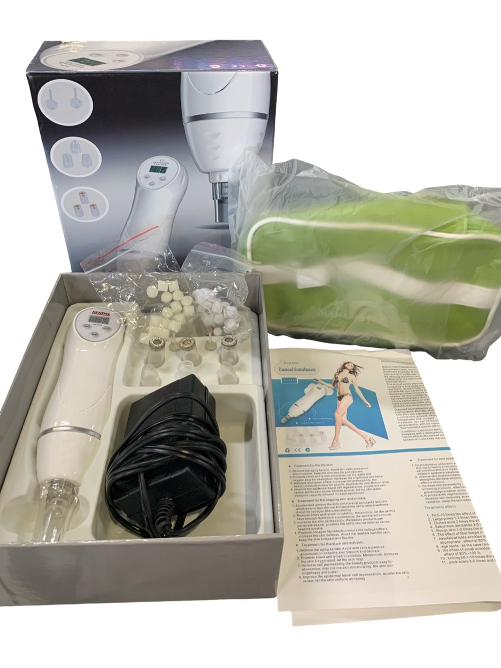 Microdermabrasion Kit with Multiple Heads - White and Green